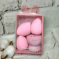 Набір спонжів для макіяжу 3 бьюті спонжі та щітка для очищення обличчя Рожеві ST24-223-1