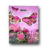 Пакет із прорубною ручкою поліетиленовий з малюнком розмір 42х50+3 "Метелик" ХВГ 25 шт/уп., фото 2