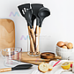 Набір кухонного приладдя з підставкою Kitchen Set 12 предметів аксесуари силіконові для кухні чорний, фото 5