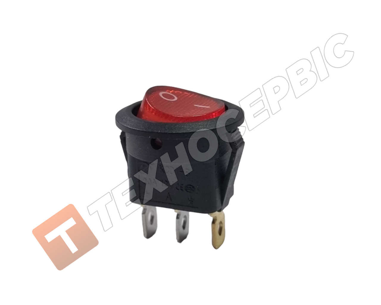 Кнопка кругла з червоною підсвіткою 12v 20A ( AK-SA Турция)