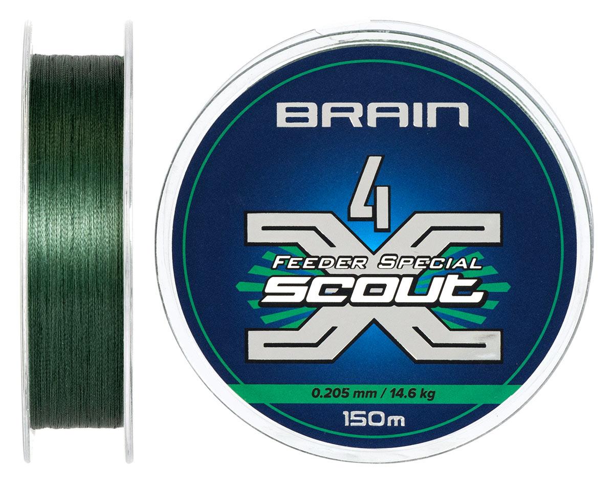 Шнур Brain Scout 4X 150m (deep green) 0.205mm 14.6kg для фідерної ловлі