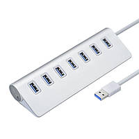 TU  TU Хаб USB 3.0 алюминиевый, 7 портов, 20 см, поддержка до 2TB, Пакет