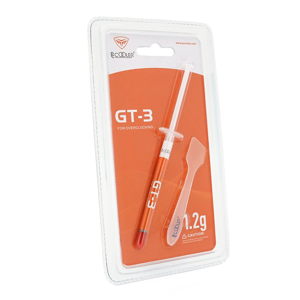 TU TU Паста термопроводная PCcooler GT3 1.2g, шприц, Grey, >9.8,0W/m-K, <0.006°C-in²/W, -50°≈180°, Вязкость -85K cPs, Box