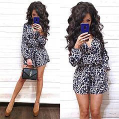 Комбінезон літній із софту на захід із поясом леопард
