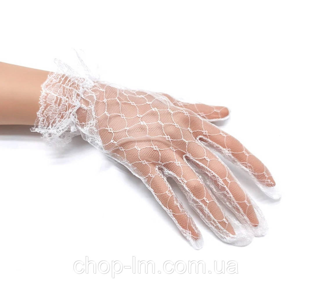 Рукавички білі жіночі Павутинка