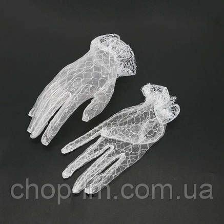 Рукавички білі жіночі Павутинка, фото 2