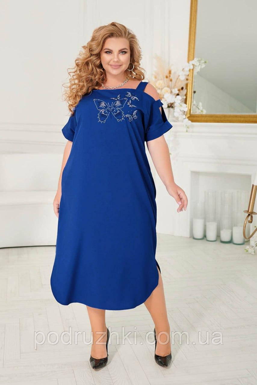 Яскрава літня сукня вільного крою Тканина софт Розміри 46-48,50-52,54-56,58-60,62-64,66-68, фото 1