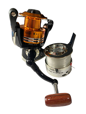 Універсальна Рибальська Котушка Fishing Real ST 7000 розмір з двома шпулями і намотаною ліскою, фото 3