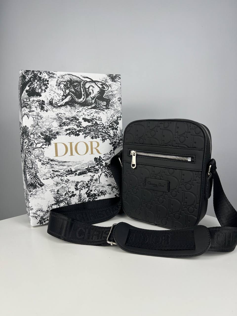 Сумка чоловіча Christian Dior чорна в подарунковій упаковці