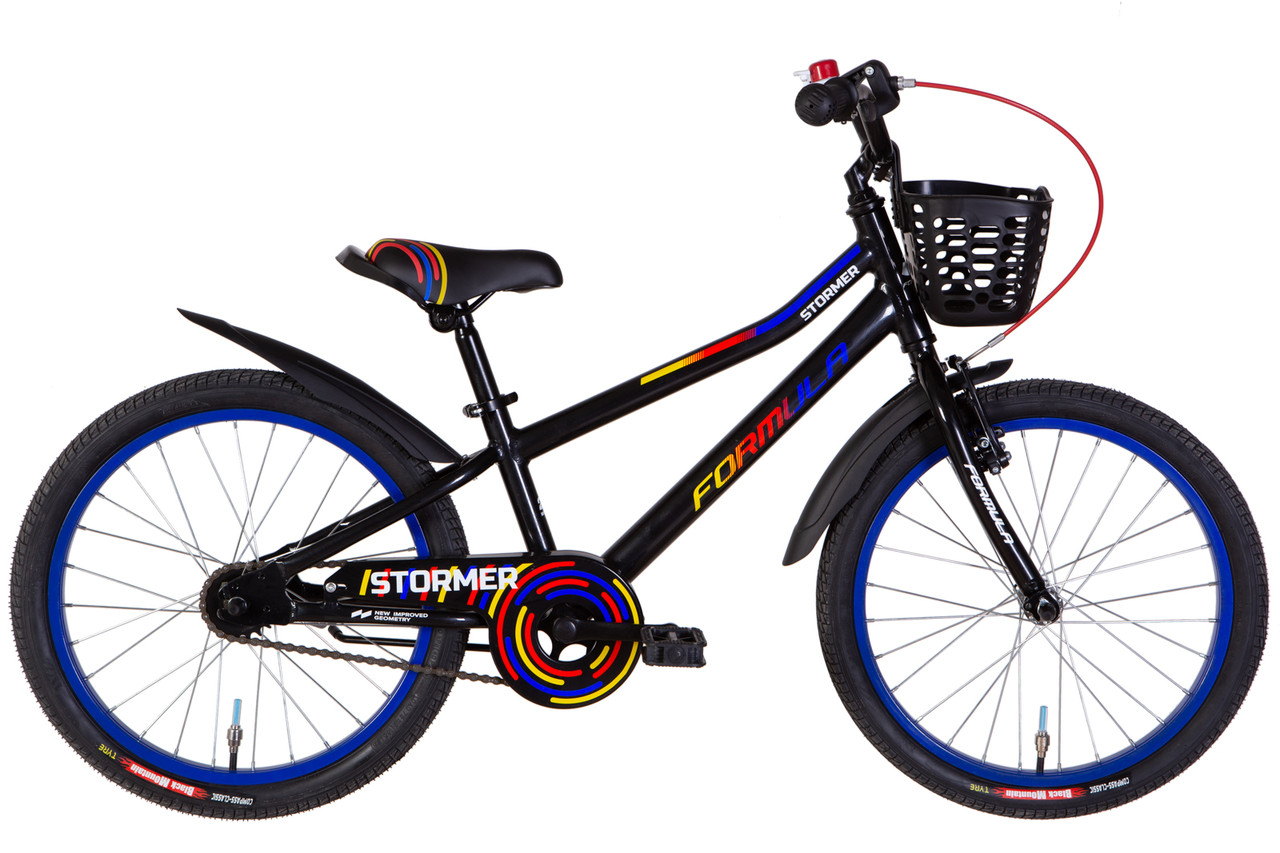 Велосипед 20" Formula STORMER 2024 рама - 10" чорний з червоним і жовтим