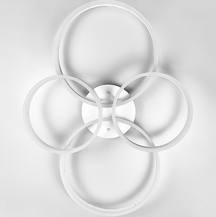 СТЕЛЬОВА LED ЛЮСТРА В БІЛОМУ КОРПУСІ НА 4 КІЛЬЦЯ A 8008/2+2 WT, фото 1