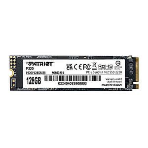 SSD диск 128GB Patriot P320 M.2 2280 PCIe 3.0 x4 NVMe TLC (P320P128GM28) Гарантія 60 місяців