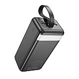 УМБ портативне зарядне Power Bank HOCO Element J123C 60000 mAh 3USB, Type-C, Lightning, QC, чорне, фото 3