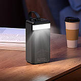 УМБ портативне зарядне Power Bank HOCO Element J123C 60000 mAh 3USB, Type-C, Lightning, QC, чорне, фото 6