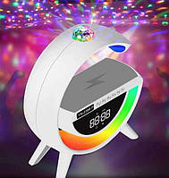 Годинник колонка RGB, LED-лампа, бездротове зарядне 3 в 1 G 3402 9386, біла