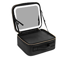 Органайзер для косметики 9228 із дзеркалом і підсвіткою, чорний