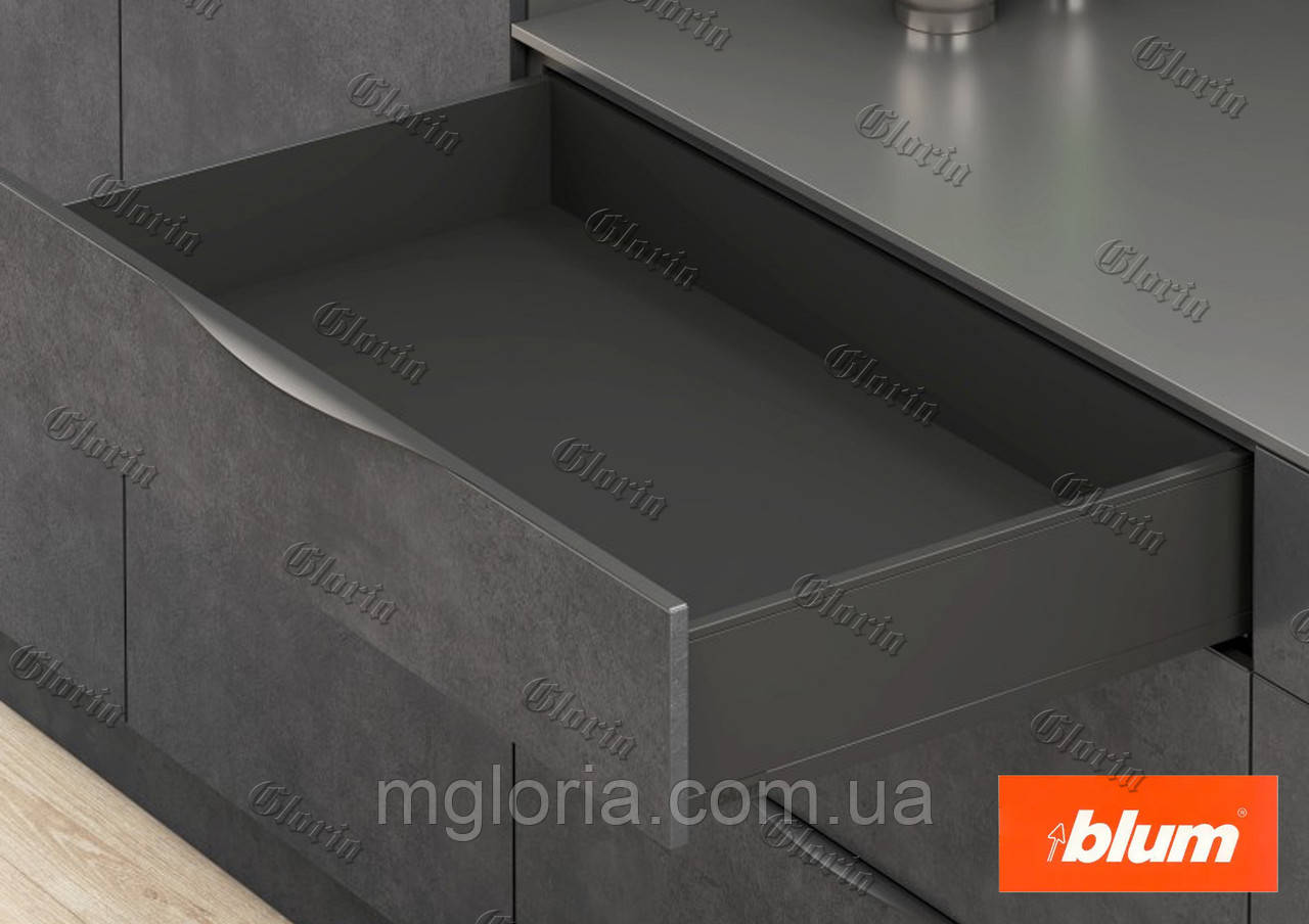 LEGRABOX PURE з високим фасадом чорний карбон, висота К (128,5 мм)