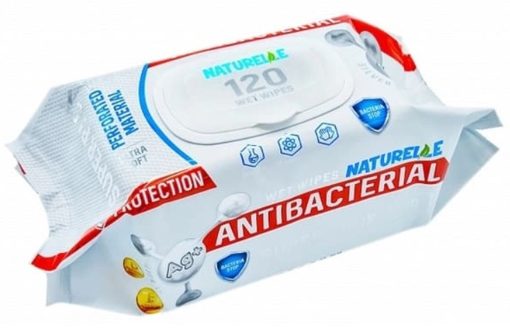 Вологі серветки 120шт з клапаном antibacterial D-panthenol Naturelle