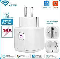 Розумна смарт WiFi розетка 16А з лічильником електроенергії Розетка Smart Plug