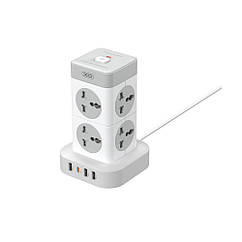 Мережевий подовжувач XO WL21 Tower Shaped 8AC socket+3USB-A+1USB-C 2m Колір Білий