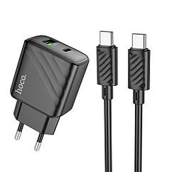 Мережевий зарядний пристрій Hoco CS23A 1 USB/1USB-C PD/QC 30 W + Type-C to Type-C Колір Чорний
