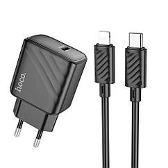 Мережевий зарядний пристрій Hoco CS22A 1USB-C PD/QC 30 W + Type-C to Lightning Колір Чорний