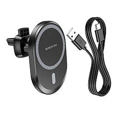 Автотримач Borofone BH201 Magnetic Wireless 15W Колір Чорний