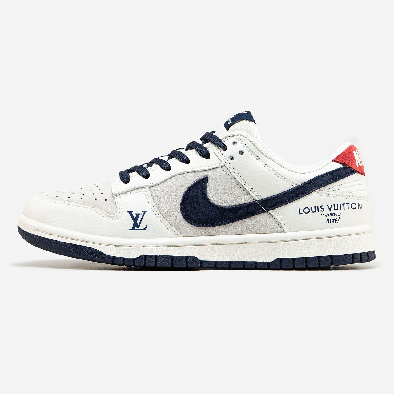 Кросівки Nike SB Dunk Low x Louis Vuitton White Blue / Найк СБ Данк Луї Віттон Низькі Білі з Синім
