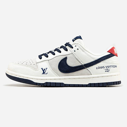 Кросівки Nike SB Dunk Low x Louis Vuitton White Blue / Найк СБ Данк Луї Віттон Низькі Білі з Синім, фото 1