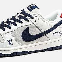 Кросівки Nike SB Dunk Low x Louis Vuitton White Blue / Найк СБ Данк Луї Віттон Низькі Білі з Синім, фото 5