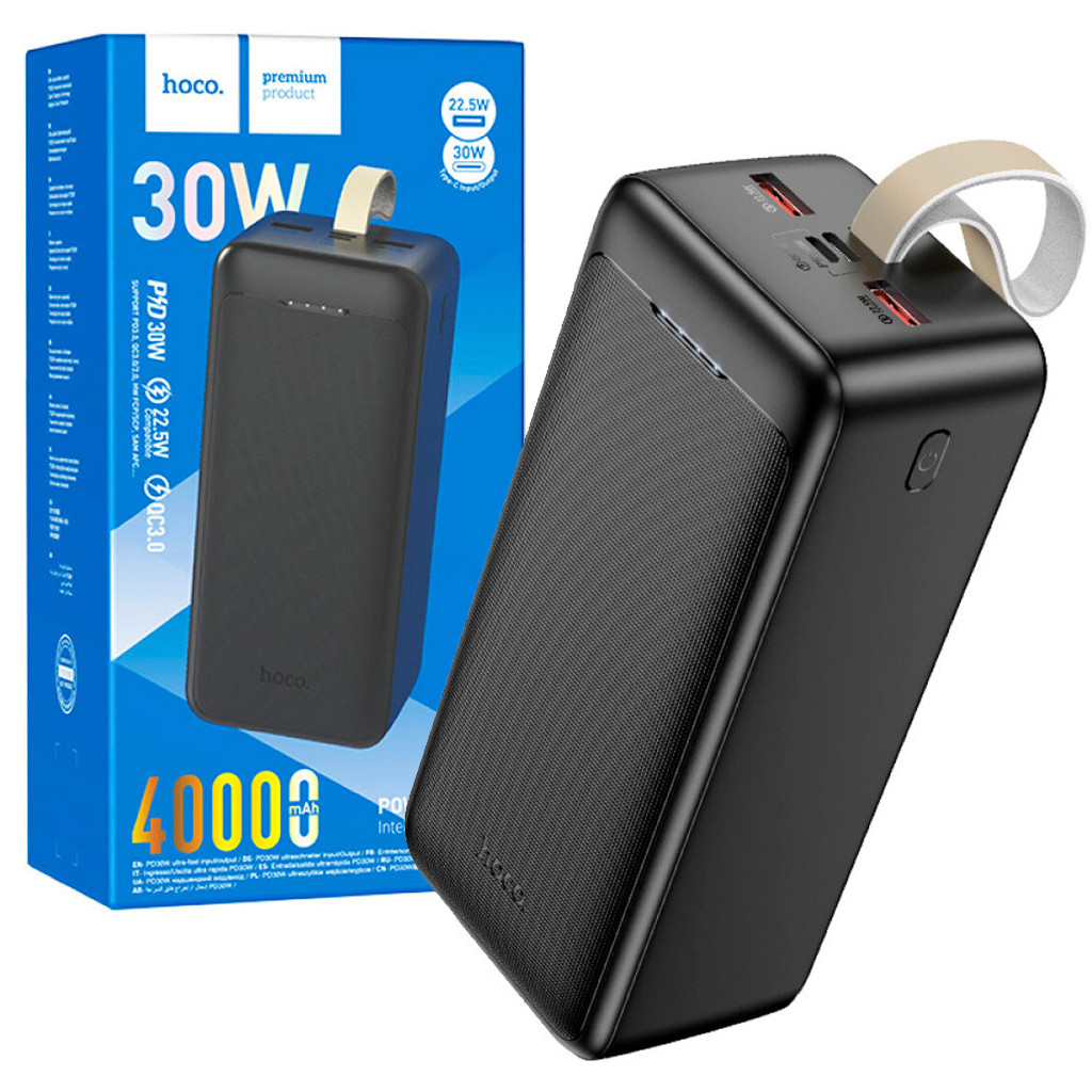 Портативна батарея Повербанк Power Bank Hoco J111C, 40000 mAh, Зовнішній Портативний акумулятор, Чорний