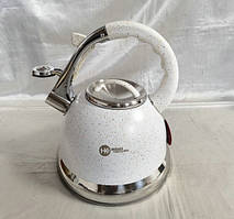 Чайник із нержавіючої сталі з гранітним покриттям 3,5 л зі свистком Higer Kitchen ZP-021- Білий