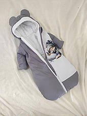 Зимовий дитячий теплий комбінезон для новонародженого на флісі 0-6 міс підійде для виписки, фото 4