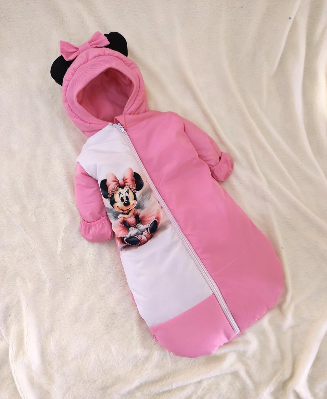 Зимовий дитячий теплий комбінезон для новонародженого на флісі 0-6 міс підійде для виписки