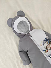 Зимовий дитячий теплий комбінезон для новонародженого на флісі 0-6 міс підійде для виписки, фото 2