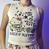 Майка топ hello kitty | Білий топ хелоу кітті