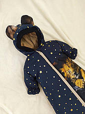 Зимовий дитячий теплий комбінезон для новонародженого на флісі 0-6 міс підійде для виписки, фото 2