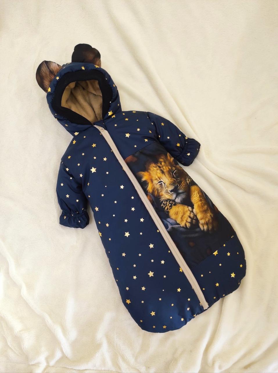 Зимовий дитячий теплий комбінезон для новонародженого на флісі 0-6 міс підійде для виписки