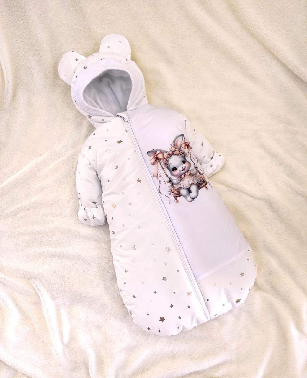 Зимовий дитячий теплий комбінезон для новонародженого на флісі 0-6 міс підійде для виписки