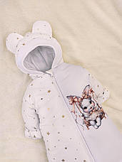 Зимовий дитячий теплий комбінезон для новонародженого на флісі 0-6 міс підійде для виписки, фото 3