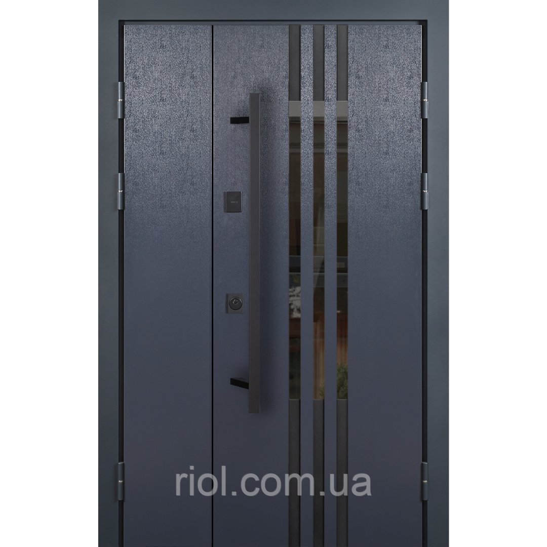 Полуторні вхідні двері з терморозривом Revolution Антрацит Гарантія 7 років Замки Mottura, фото 1