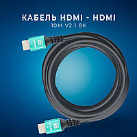 Кабель HDMI - HDMI 10 м v2.0 4K позолочений грубий, підтримка 18 Гбіт/сек, чорний колір