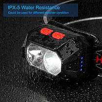 Ліхтар налобний PLD-SL02-XPG(white+red) Motion Sensor Li-Ion акумулятор ЗУ microUSB Box, фото 5