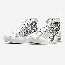 Кеди Dior B23 Oblique x Shawn High Top White Black / Діор Б23 Облік Шон Високі Білі з Чорним, фото 4