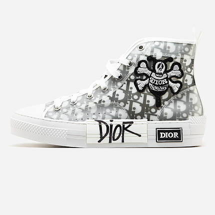 Кеди Dior B23 Oblique x Shawn High Top White Black / Діор Б23 Облік Шон Високі Білі з Чорним, фото 1