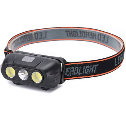Ліхтар налобний KX-215-LED+2COB, 1x18650, ЗП Type-C, Box, фото 1