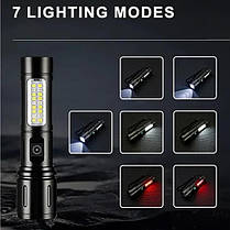 Ліхтар PLD-603 WHITE LASER LED PM10-TG+18SMD (white+red) Li-Ion акумулятор. індикація заряду ЗУ Type-C zoom, фото 3