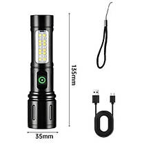 Ліхтар PLD-603 WHITE LASER LED PM10-TG+18SMD (white+red) Li-Ion акумулятор. індикація заряду ЗУ Type-C zoom, фото 4
