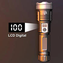 Ліхтар прожектор ручний LED білий лазер PLD 008 ліхтарик акумуляторний Power Bank зум індикація заряду, фото 6