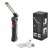 Ліхтар WORKLIGHT-W51-SMD+COB (white+red) Li-Ion акумулятор. поворот180º+180º магніт затискач гак ЗУ microUSB, фото 3